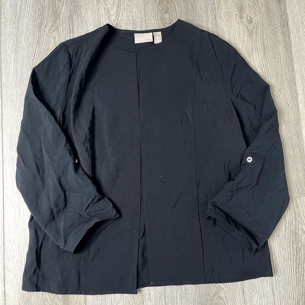 Chico's Black Open light weight Jacket Size 1 Medium